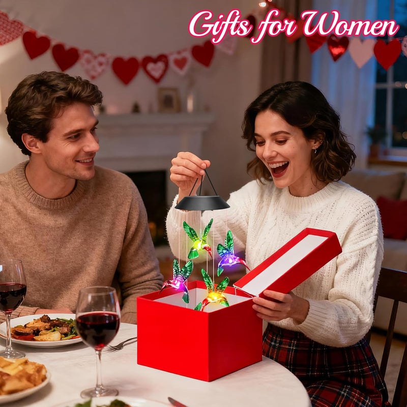 Winzwon Valentines Day Gifts for Her Mom Grandma, Mother Birthday Gardening Hummingbird Gifts for Women, Wind Chimes Solar Lights Outdoor Decor for Garden Patio Yard Porch - Image 3